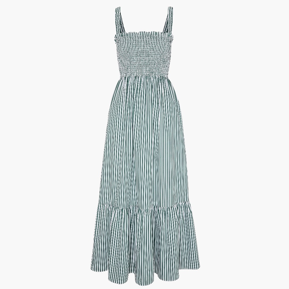 Hill House Home The Anjuli Nap Dress - Green Stripe Size XXSGreen Stripe / XXS